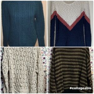 Blue Crew Neck Sweater with Textured Knit